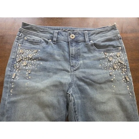 NWOT INC 10 Rhinestone Skinny Leg Regular Fit Jeans 127561 - Picture 2 of 7